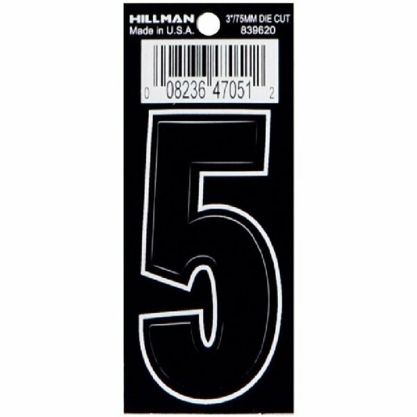 Hillman Number, Character: 5, 3 in H Character, Black Character, Vinyl 839620